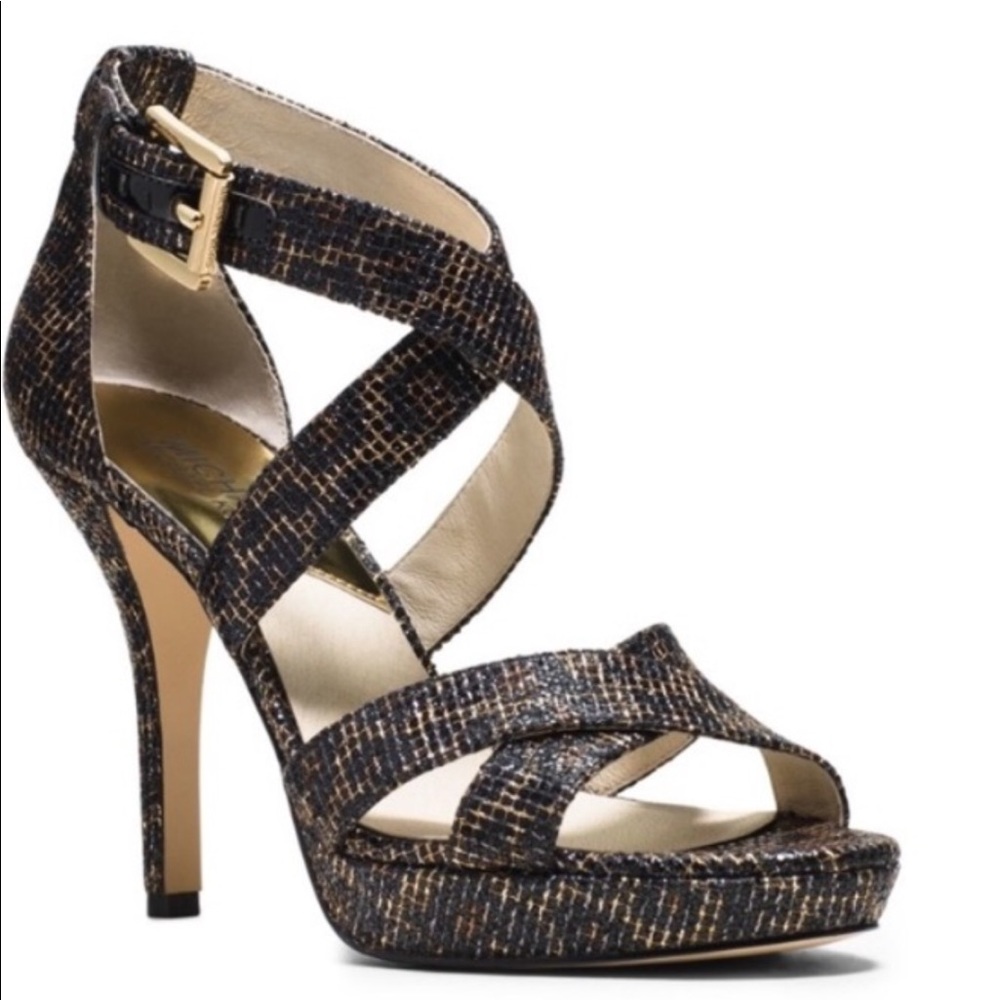 MICHAEL KORS Evie Leopard Print Shimmery Heels